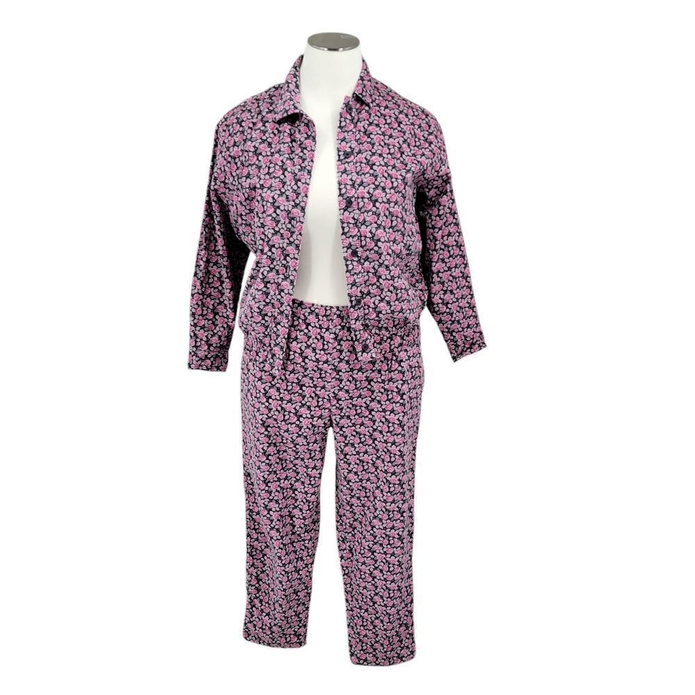 Koret Vintage Neddlecord Dark Floral Matching Set Jacket Pants Cottagecore